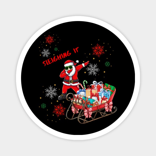 Santa Sleighing It Christmas shirt Magnet by Cranky Goat